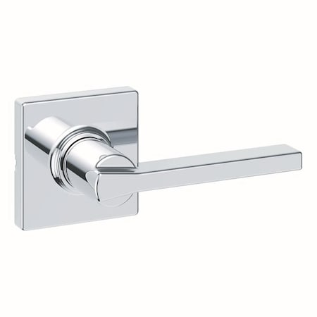 Kwikset Casey Lever with Square Rose Passage Door Lock and 6AL Latch and RCS Strike Bright Chrome Finish 200CSLSQT-26